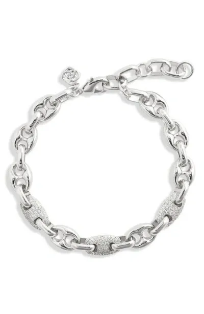 Kendra Scott Bailey Pavé Chain Bracelet In Rhodium White Crystal