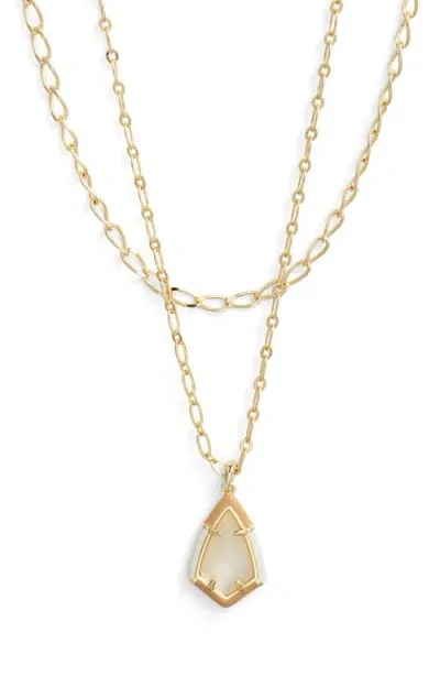 Kendra Scott Camry Layered Pendant Necklace In Gold/natural Mother Of Pearl