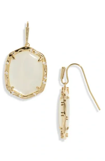 Kendra Scott Daphne Crystal Frame Drop Earrings In Gold Ivory Mother Of Pearl