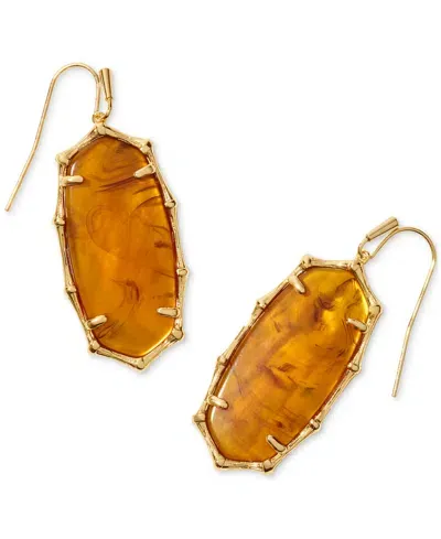 Kendra Scott Gold-tone Elle Bamboo-shaped Frame Drop Earrings In Gld Mrbld