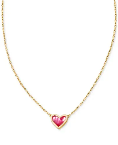 Kendra Scott Gold-tone Framed Ari Heart Short Pendant 19" Necklace In Gold Azale