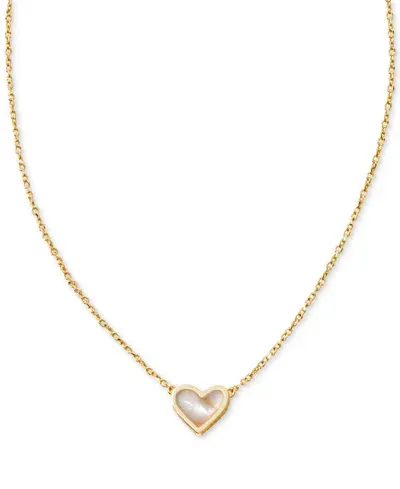 Kendra Scott Gold-tone Framed Ari Heart Short Pendant 19" Necklace In Gold Iride