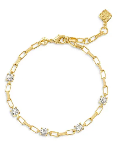 Kendra Scott Lexi Cubic Zirconia Chain Bracelet In Gold/white Crystal