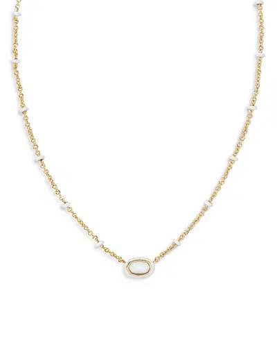 Kendra Scott Gold-tone Mini Elisa Enamel Frame Short Pendant Necklace, 15" + 4" Extender In Gold White