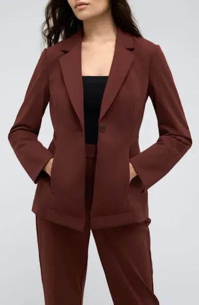 Kenneth Cole Athletic Stretch One-button Blazer In Deep Chestnut