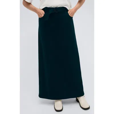 Kenneth Cole Belted Maxi Skirt In Dark Navy