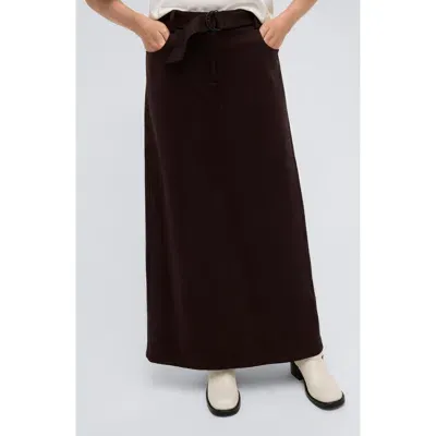 Kenneth Cole Belted Maxi Skirt In Deep Bark