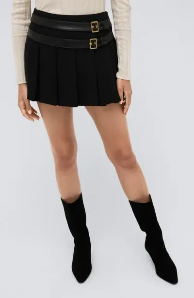 Kenneth Cole Box Pleat Miniskirt In Black