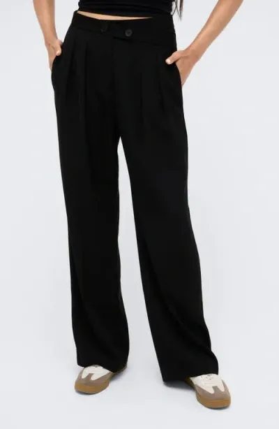 Kenneth Cole Crisscross Waist Wide Leg Pants In Black