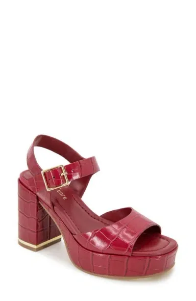 Kenneth Cole Darla Ankle Strap Platform Sandal In Rio Red Croco