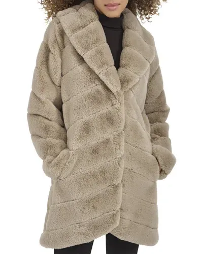 Kenneth Cole Grooved Shawl Collar Coat In Camel