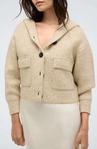 Kenneth Cole Oversize Crop Sweater Hoodie In Driftwood