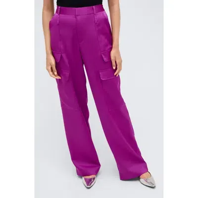 Kenneth Cole Satin Cargo Pants In Vivid Magenta