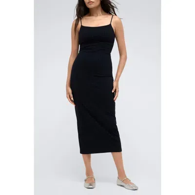 Kenneth Cole Stripe Midi Slipdress In Dark Navy,grey