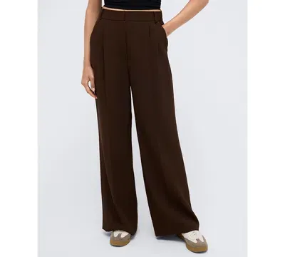 Kenneth Cole Women's Pleated High-rise Wide-leg Pants In Medium Bark