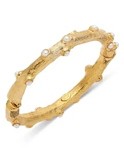 Kenneth Jay Lane Dot Bangle Bracelet In White/gold