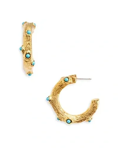 Kenneth Jay Lane Hoop Earrings In Blue/gold