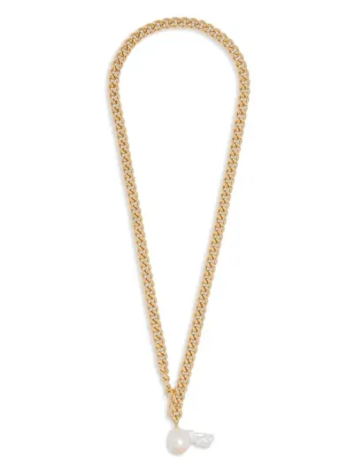 Kenneth Jay Lane Pearl-charm Necklace In Gold