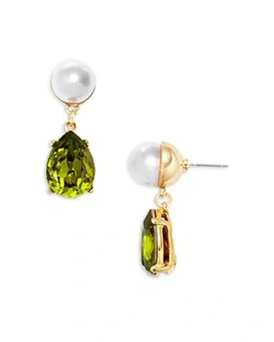 Kenneth Jay Lane Stone Drop Earrings In Green/white