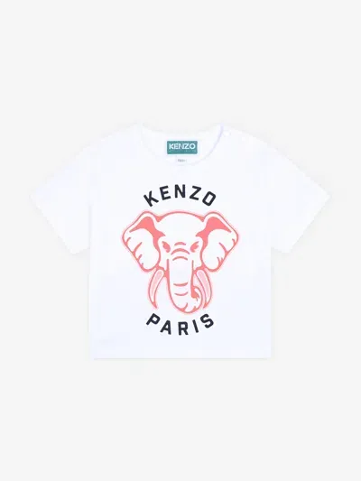 Kenzo Babies' Elephant-print Organic Cotton T-shirt In White