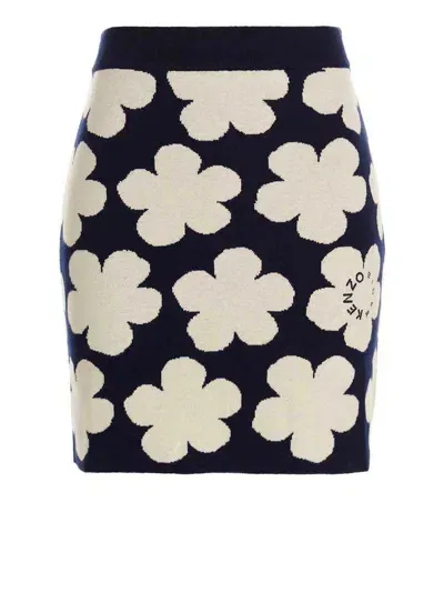 Kenzo Floral Skirt In Blue