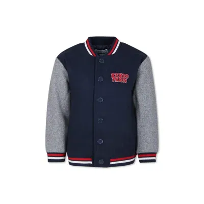 Kenzo Kids' Blue Bomber Jacket For Boy With Logo