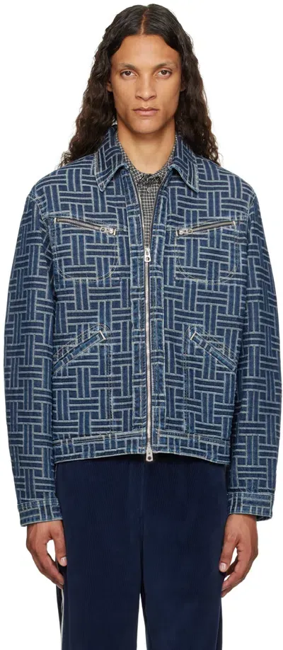 Kenzo Embroidered Denim Jacket In Blue