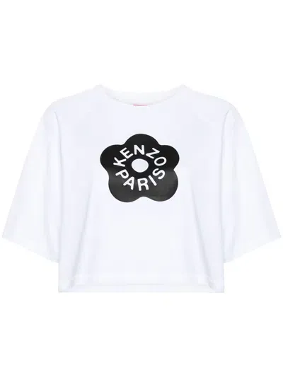 Kenzo Boke Flower 2.0 Cropped T-shirt In Off White