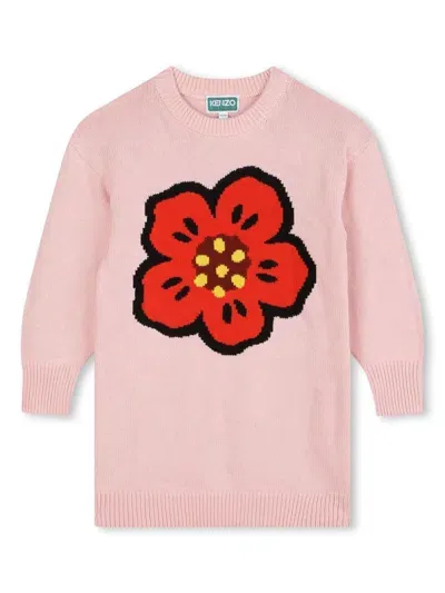 Kenzo Kids' Boke Flower Knitted Dress In Pink & Purple