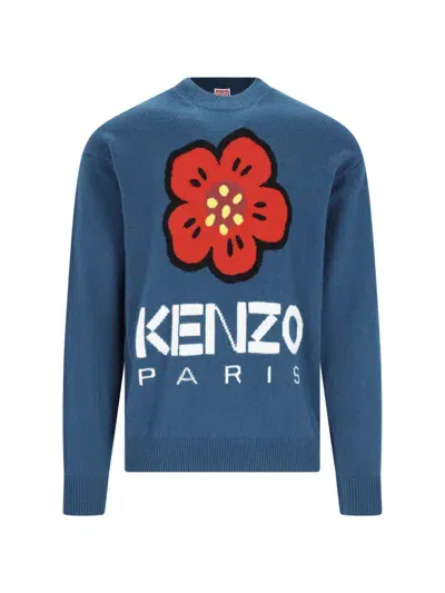 Kenzo Boke Flower Sweater In Bleu Canard