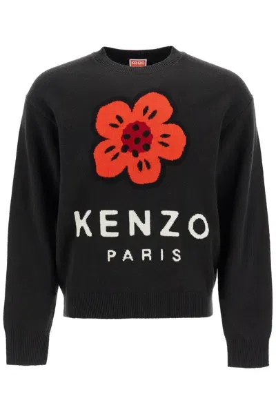 Kenzo Boke Flower Wool Sweater In Black