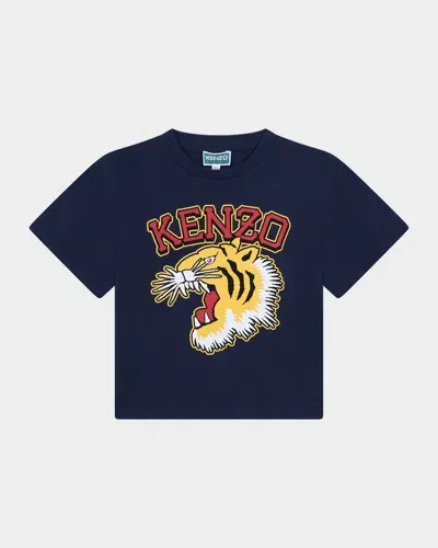 Kenzo Kids' Jersey Logo-print T-shirt In Navy