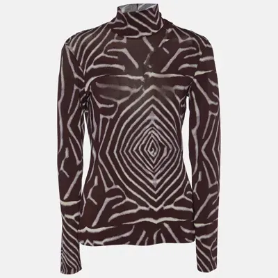 Pre-owned Kenzo Brown Printed Jersey Full Sleeves Top M