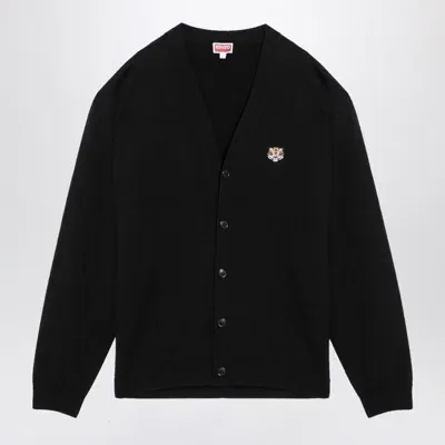 Kenzo Cardigan With Logo Patch In Black