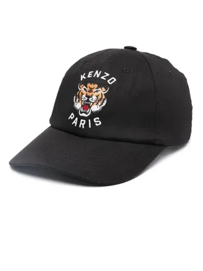 Kenzo Cotton Baseball Cap With Embroidery In Black