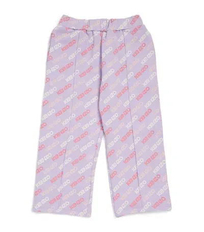 Kenzo Kids' Cotton Logo Sweatpants In Purple