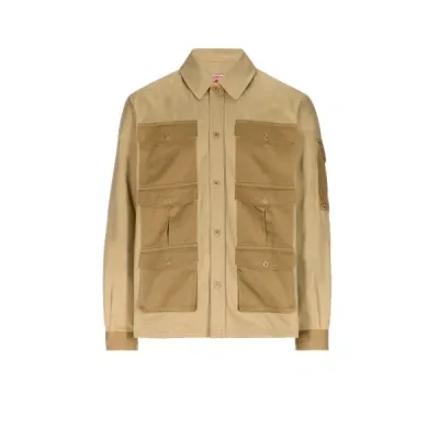 Kenzo Cotton Overshirt In Brown