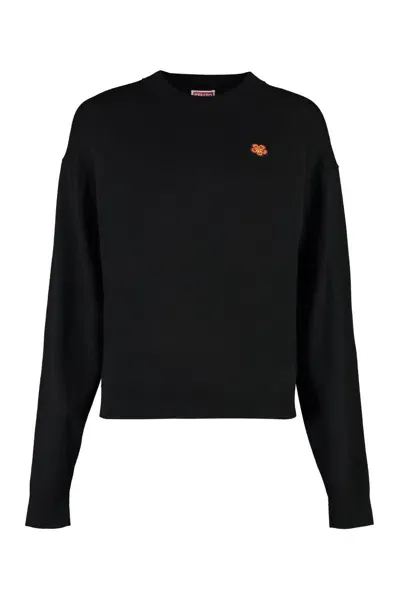 Kenzo Crew-neck Wool Sweater In Nero