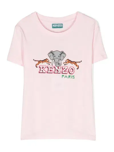 Kenzo Kids'  Elephant Cotton-jersey T-shirt In Pink