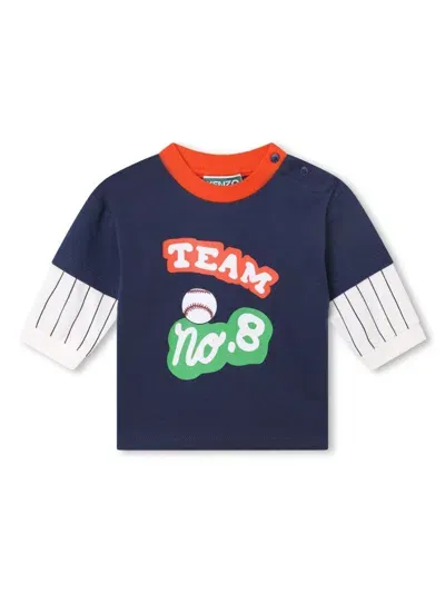 Kenzo Babies' T-shirt Im Layering-look In Blue