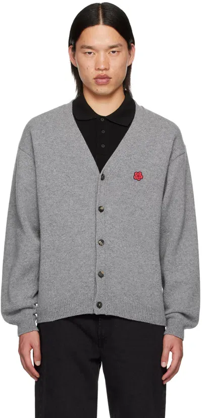 Kenzo Gray  Paris Boke Flower Cardigan In Misty Grey