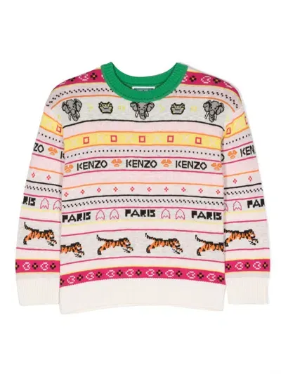 Kenzo Babies' Jacquard-pullover Mit Gg In Neutrals