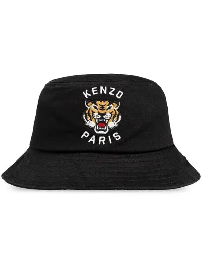 Kenzo Varsity Cotton Bucket Hat In Black