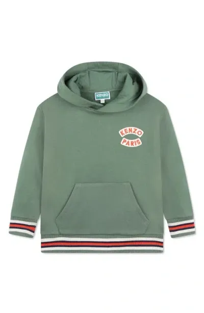 Kenzo Kids' Fleece Pullover Hoodie In Olive