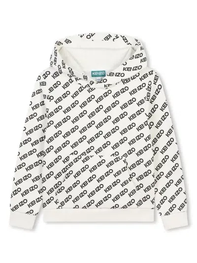 Kenzo Kids' Logo-print Cotton Hoodie In White