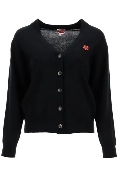 Kenzo Lightweight Wool Cardigan In Black