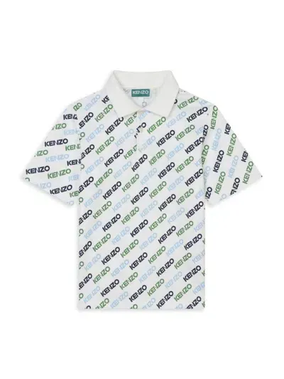 Kenzo Kids' Logo-print Organic Cotton Polo Shirt In Ivory