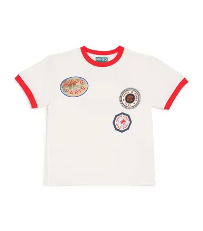 Kenzo Kids' Logo Badge T-shirt In Ivory