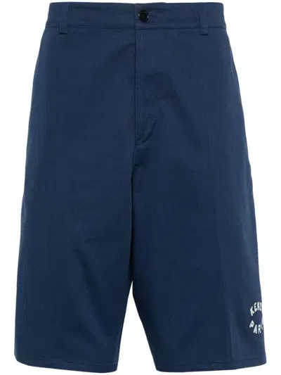 Kenzo Logo-embroidered Bermuda Shorts In Blue