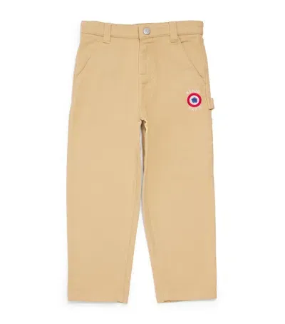 Kenzo Kids' Logo-embroidered Cargo Trousers In Beige